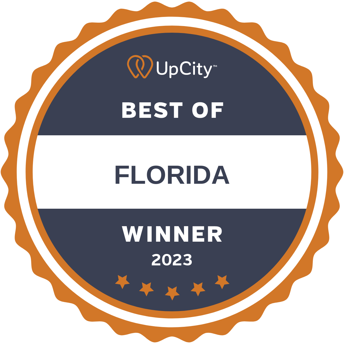 UpCity badge award recognition for verified business excellence and top-rated services 2023