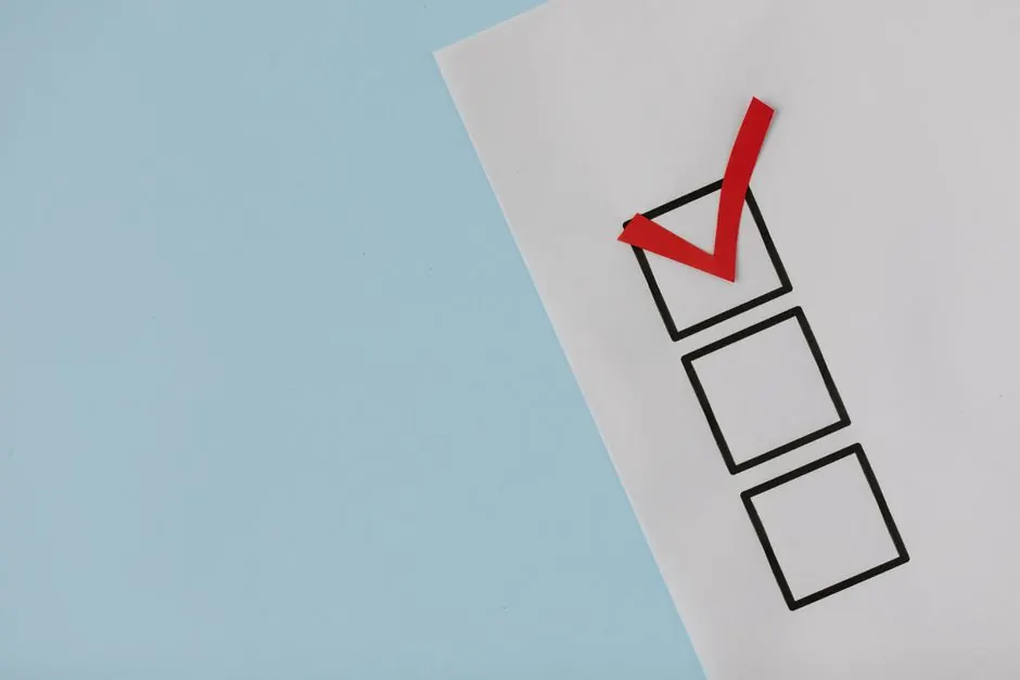 Checklist with the first box ticked in red