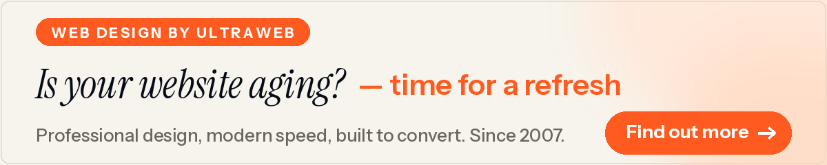 UltraWeb Sig example banner — cream web design