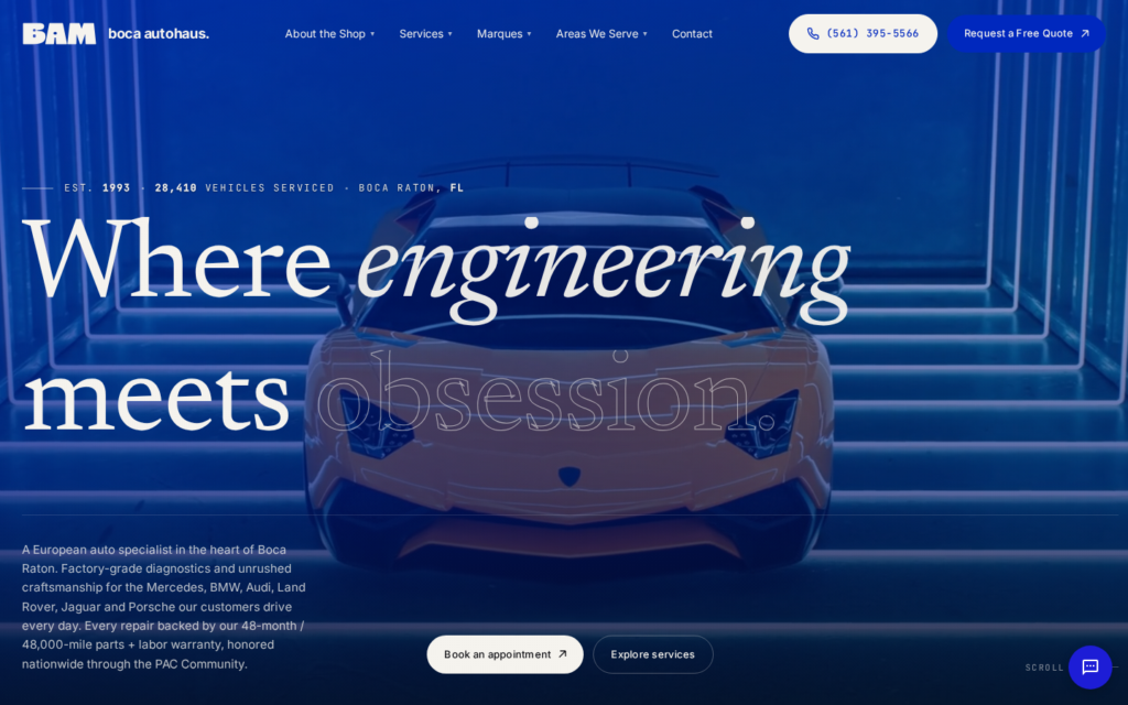 Boca Autohaus — website homepage designed by UltraWeb Labs