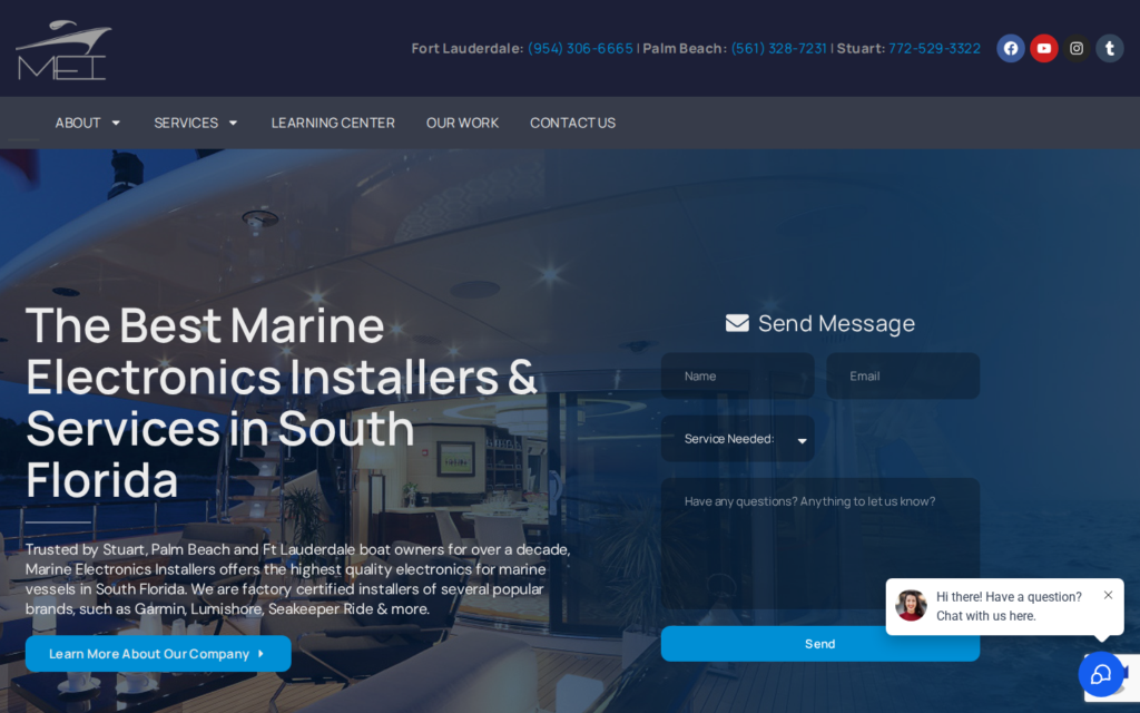 Marine Electronics Installers — website homepage designed by UltraWeb Labs