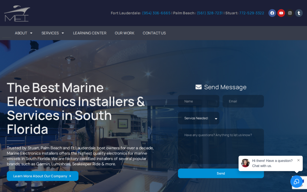 Marine Electronics Installers — website homepage designed by UltraWeb Labs
