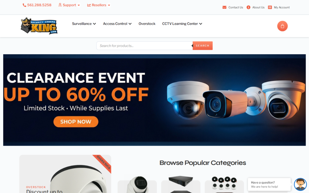 Security Camera King — website homepage designed by UltraWeb Labs