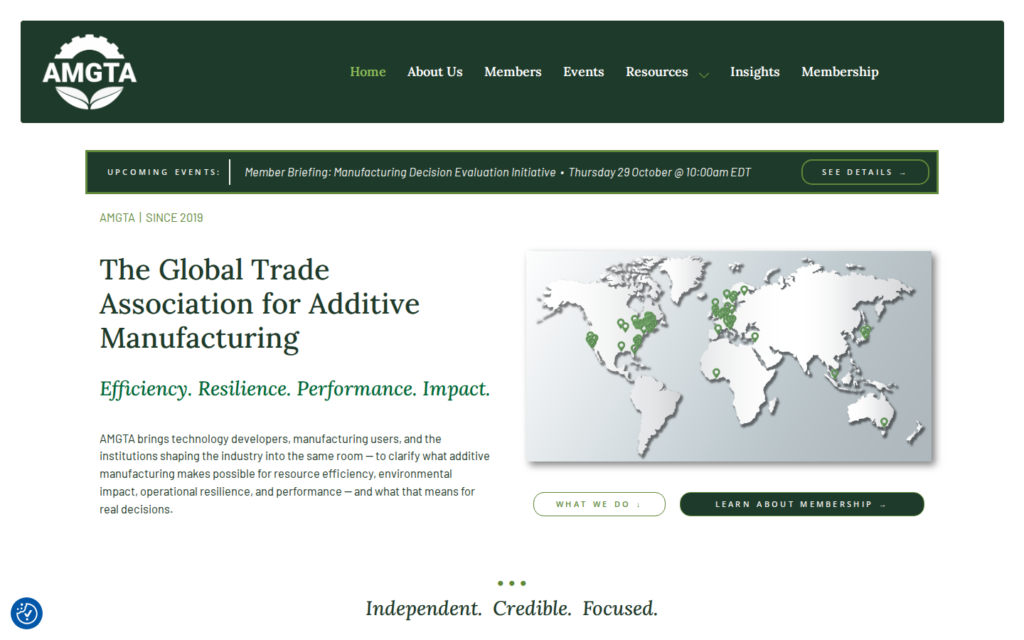 AMGTA — website homepage designed by UltraWeb Labs