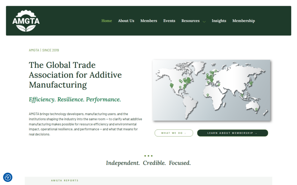 AMGTA — website homepage designed by UltraWeb Labs