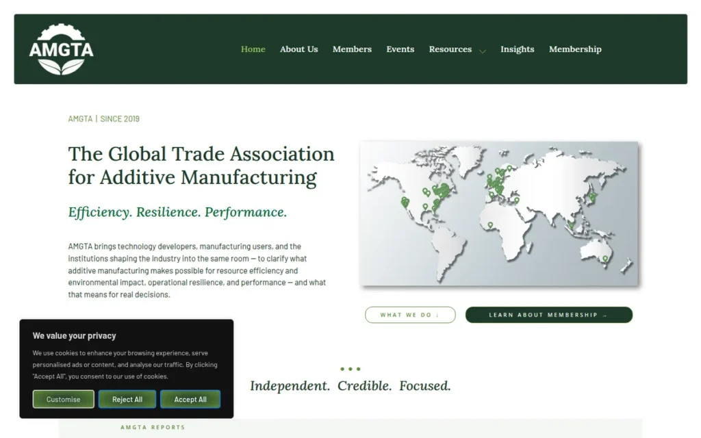 AMGTA — website homepage designed by UltraWeb Labs