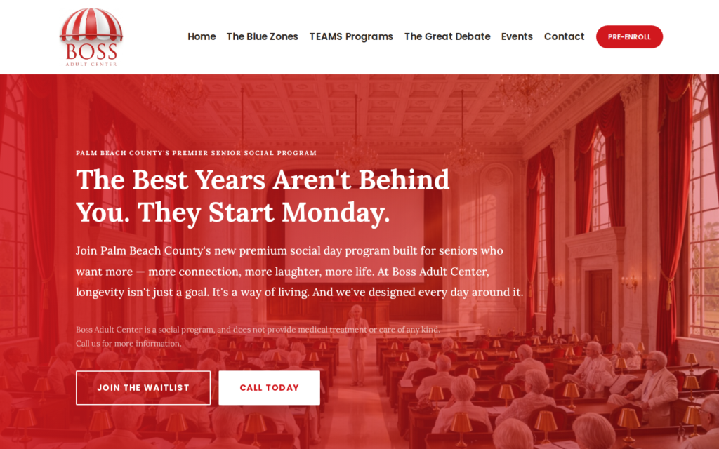 Boss Adult Center — website homepage designed by UltraWeb Labs