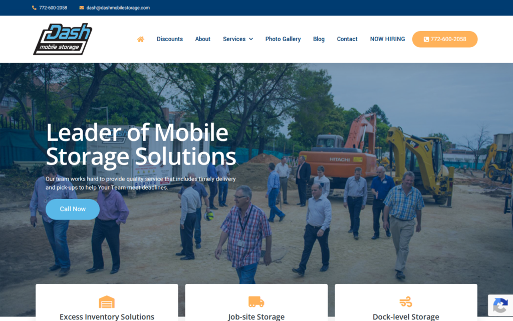 Dash Mobile Storage — website homepage designed by UltraWeb Labs