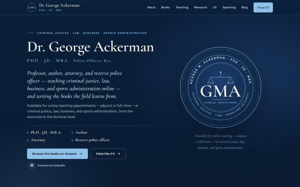 Dr. George Ackerman — website homepage designed by UltraWeb Labs