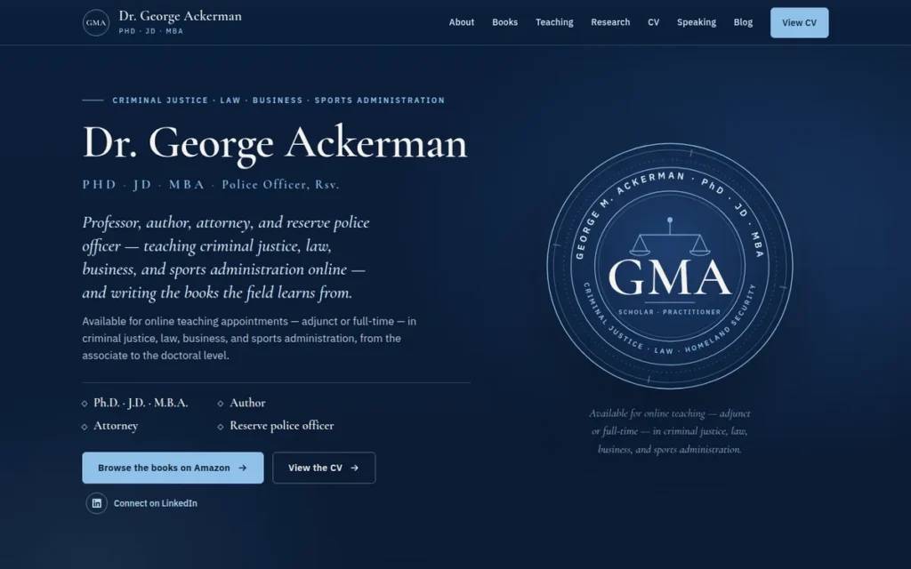 Dr. George Ackerman — website homepage designed by UltraWeb Labs