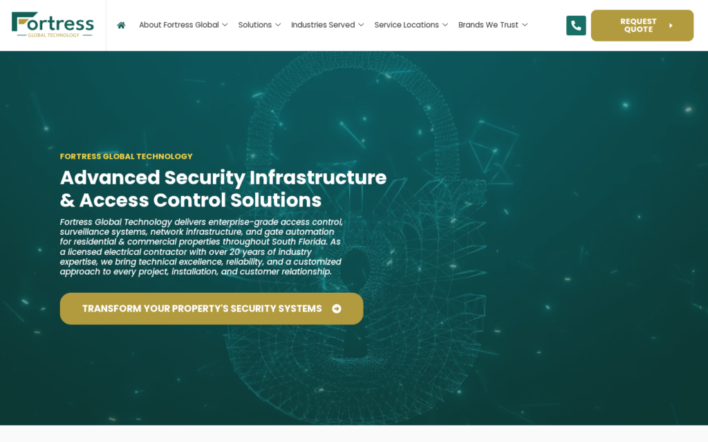 Fortress Global Technology — website homepage designed by UltraWeb Labs