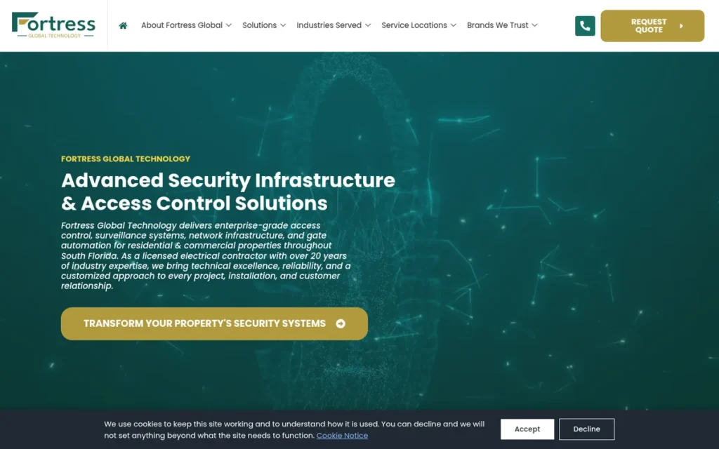 Fortress Global Technology — website homepage designed by UltraWeb Labs