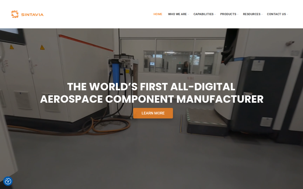 Sintavia — website homepage designed by UltraWeb Labs