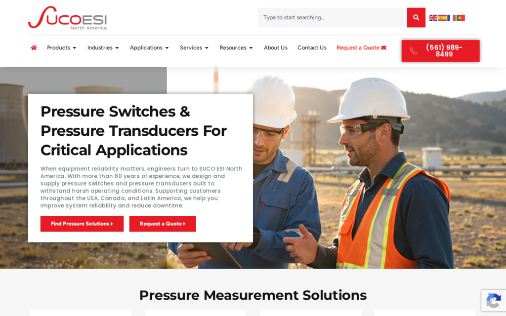 SUCO ESI North America — website homepage designed by UltraWeb Labs