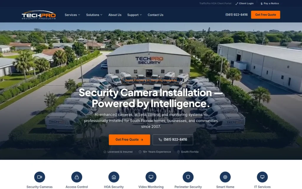 TechPro Security — website homepage designed by UltraWeb Labs